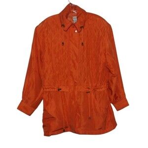 Bernardo Jacket Orange  Silk Full Zip Cinched Waist Windbreaker See Measurements